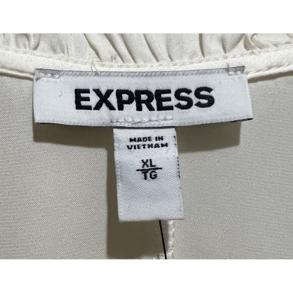 Express ~ V-Neck Long Sleeve Blouse ~ X-Large Cream Color ~ New With Tags - Picture 7 of 8